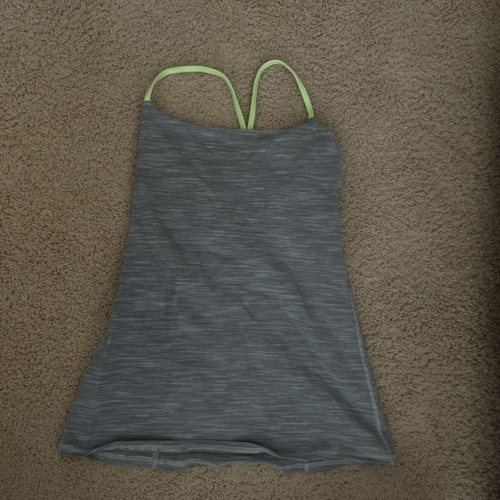 lululemon athletica Gray Tank Top with Green Straps